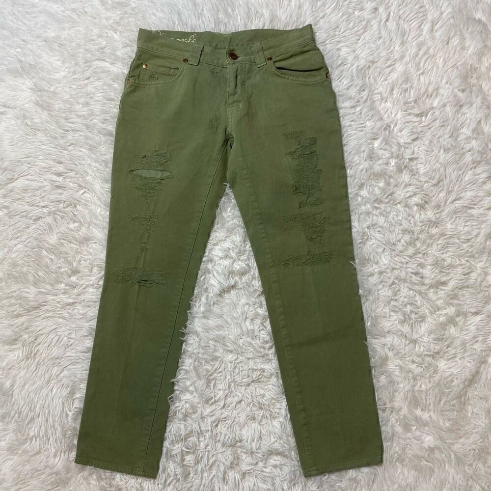 (+) Plus People Jeans Womens 25 Skinny Ankle Green Pants Made in Italy High Qual